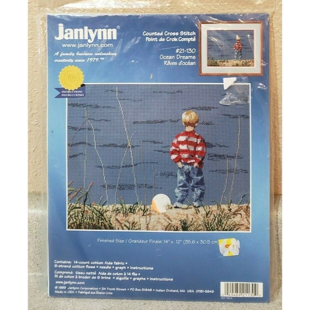 Janlynn Counted Cross Stitch Kit 21-130 OCEAN DREAMS 14"x12" Little Boy